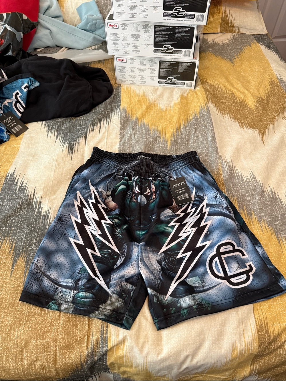 Corrupted Creative Marvel (DC) Men's Athletic Graphic Shorts in Black and Blue